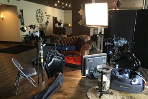 A photo showing the GMA Interview Set-Up in the Lobby of the Chestnut Boutique Hotel, Morgantown, WV on May 17, 2016