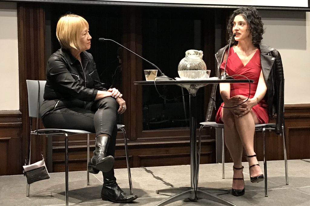 Cindy Gallop (L) and Julie Scelfo (R) in conversation at the Brooklyn Historical Society, March 9, 2017.