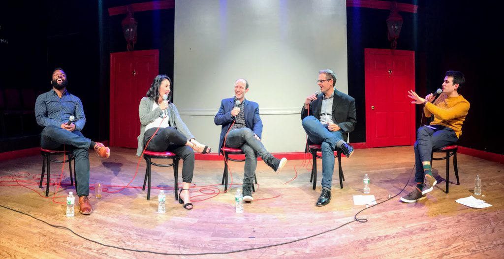 [L to R] Baratunde Thurston, Anneka Jong, Scott Hartley, David Ryan Polgar, and Joe Leonardo -- Funny as Tech, November 7, 2017