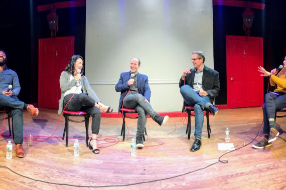 [L to R] Baratunde Thurston, Anneka Jong, Scott Hartley, David Ryan Polgar, and Joe Leonardo -- Funny as Tech, November 7, 2017