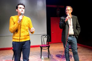 Joe Leonardo (L) and David Ryan Polgar (R) hosting "Funny as Tech" on November 7, 2017.